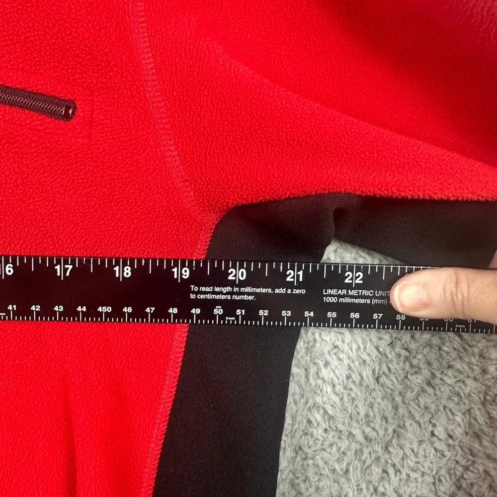 The North Face‎ Polartec Quarter Zip Mens Large Red Black Fleece Pullover Jacket